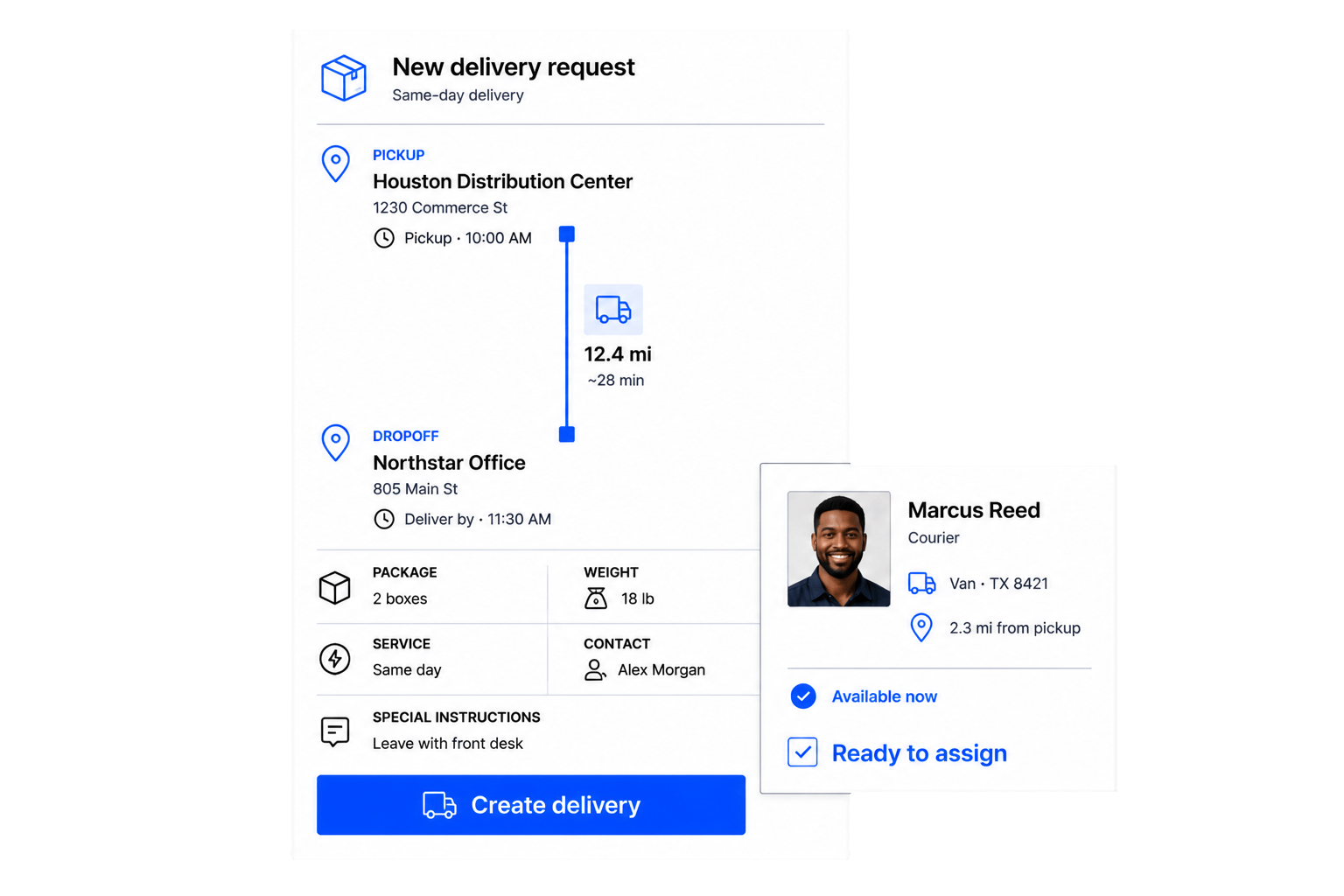 Workhint capture delivery requests interface